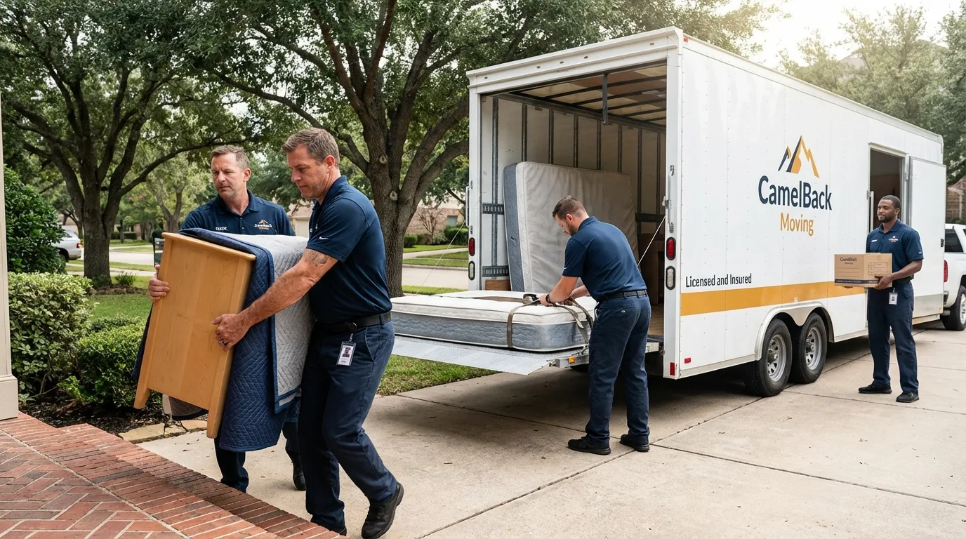 Crew loading residential truck for cross-state move from Lead, SD